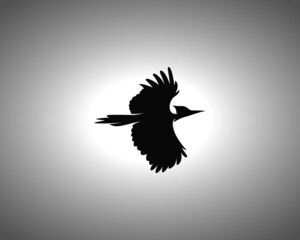 Woodpecker Silhouette. Isolated Vector Animal Template for Logo Company, Icon, Symbol etc