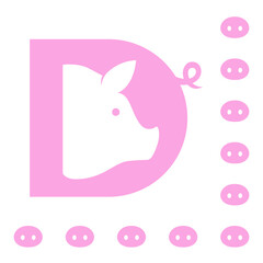 Pig Logo, Letter D Pig, Logo for Pork Restaurant