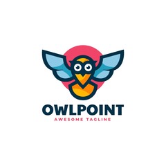 Vector Logo Illustration Owl Flying Simple Mascot Style.