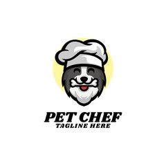 Vector Logo Illustration Pet Chef Mascot Cartoon Style.