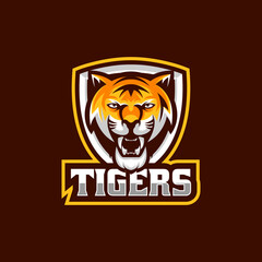 Vector Logo Illustration Tiger E Sport and Sport Style.