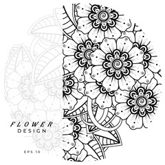 Mehndi flower for henna, mehndi, tattoo, decoration. decorative ornament in ethnic oriental style. doodle ornament. coloring book page.