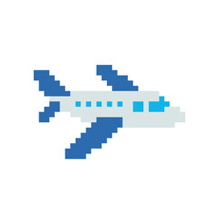 airplane pixels. for 8 bit game assets. Cross stitch pattern or t-shirt design vector illustration.