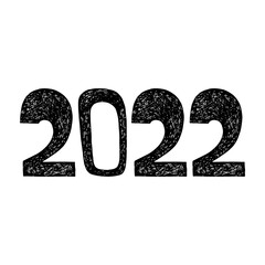 2022 New Year. Doodle illustration isolated on a white background.