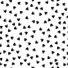 Hearts. Black and white seamless pattern for coloring book, packaging and design
