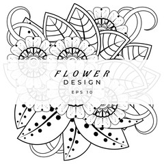 Mehndi flower for henna, mehndi, tattoo, decoration. decorative ornament in ethnic oriental style. doodle ornament. coloring book page.