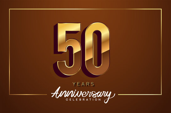 50th anniversary logo golden colored isolated on elegant background. Vector anniversary for celebration.