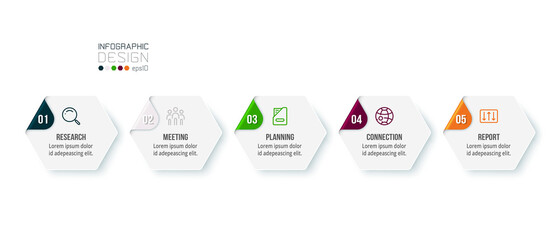 Business infographic  template with step or option design.

