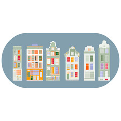 europe city houses colorful vector illustration