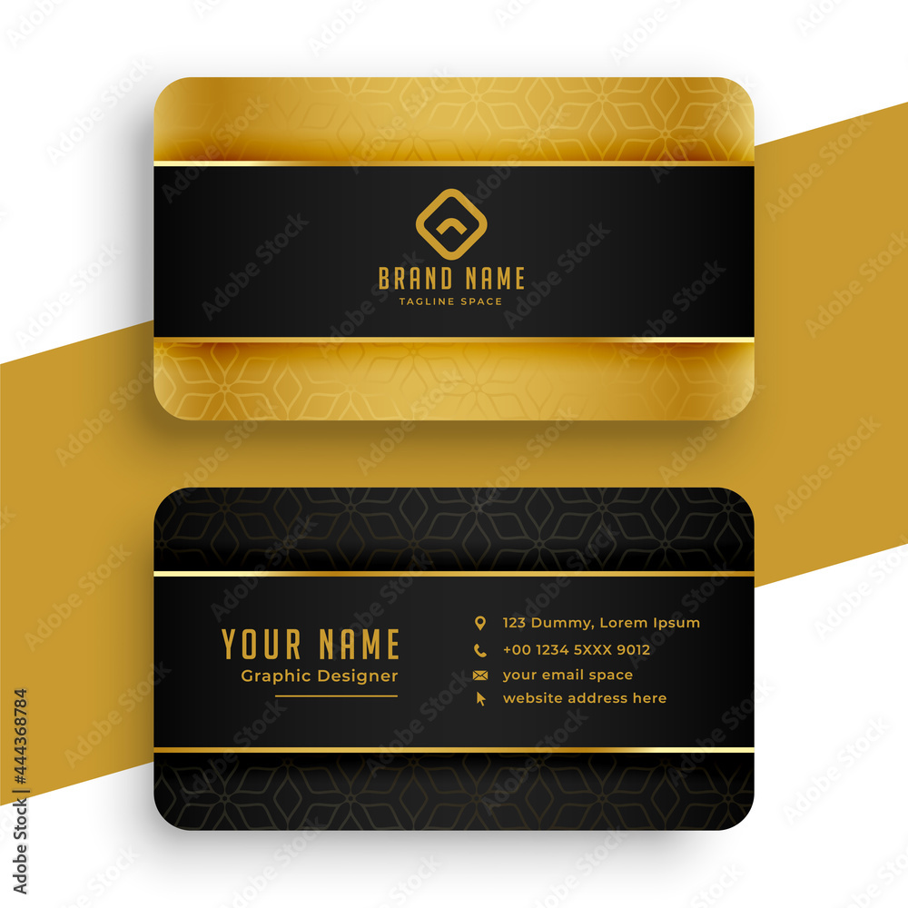 Wall mural black and golden business card template design