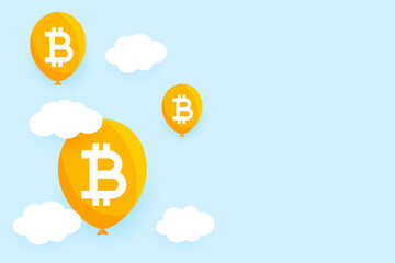 flat bitcoin balloon bubble concept background