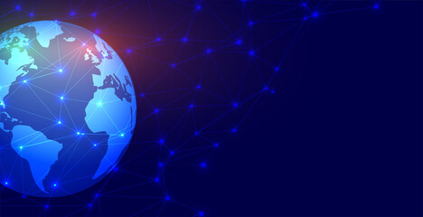 earth with digital connection lines background