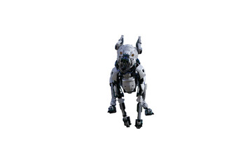 Cyborg dog with different poses for using a collage. 3d rendering, 3d illustration.