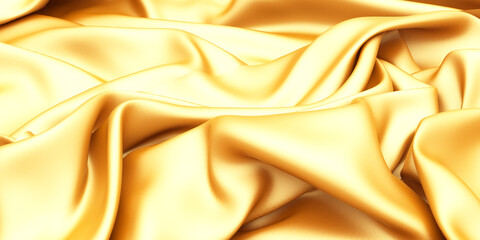 Fototapeta premium Golden silk elegant background. Texture of fabric