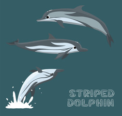 Obraz premium Striped Dolphin Cartoon Vector Illustration