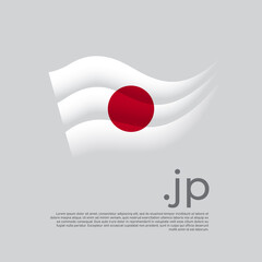 Japan flag. Stripes colors of the japanese flag on a white background. Vector stylized design national poster with jp domain, place for text. State patriotic banner of japan, cover