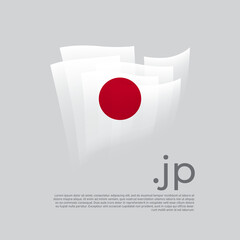 Japan flag. Vector stylized design national poster on a white background. Japanese flag painted with abstract brush strokes with jp domain, place for text. Tricolor. State patriotic banner japan