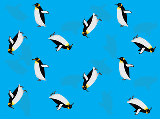 Animal Animation King Penguin Cartoon Vector Seamless Wallpaper