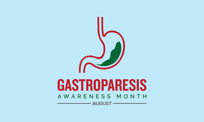 Gastroparesis awareness month vector banner, poster, background template observed on august. Health messages about gastroparesis, treatment.