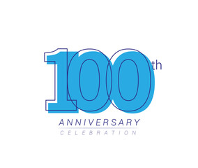 Obraz premium 100th anniversary blue colored vector design for birthday celebration, isolated on white background