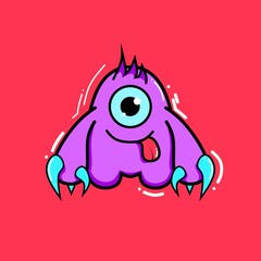 cartoon doodle monster with one eye