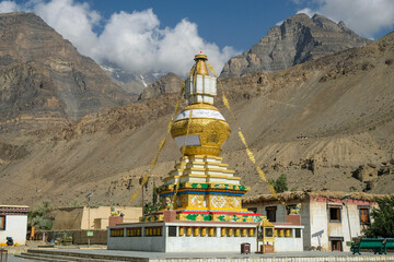 Tabo, India - June 2021: Great stupa of the Tabo Monastery in Tabo village on July 1, 2021 in Spiti...