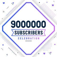 Thank you 9000000 subscribers, 9M subscribers celebration modern colorful design.