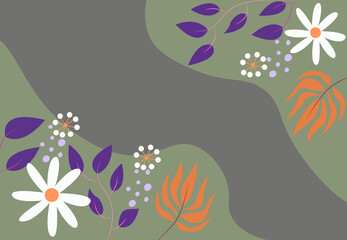 Flat floral background. Vector illustration