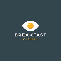 sunny side up egg omelet breakfast eye visual logo vector icon illustration