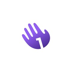 number one 1 hand palm hello logo vector icon illustration