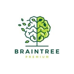 brain tree smart natural leaf logo vector icon illustration