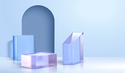 3d minimal scene with glass cubes