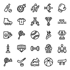 Sport Icon Set - Vector Illustration . Sports, Game, Ball, Hockey, Tennis, Cricket, Icons .
