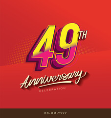 49th anniversary celebration logotype colorful design isolated with red background and modern design.