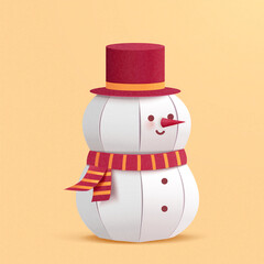 Cute paper art snowman