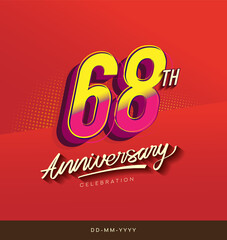 68th anniversary celebration logotype colorful design isolated with red background and modern design.