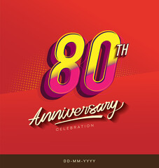 80th anniversary celebration logotype colorful design isolated with red background and modern design.