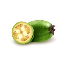 pineapple guava or feijoa (Acca sellowiana) isolated on a white background