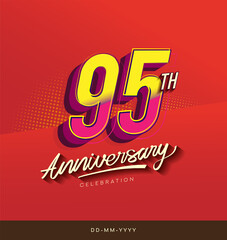 95th anniversary celebration logotype colorful design isolated with red background and modern design.