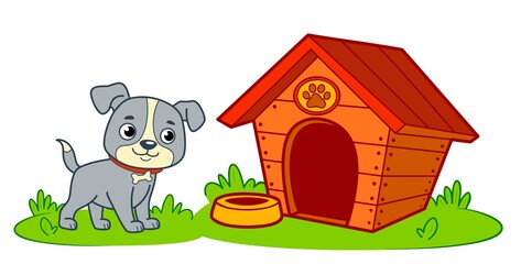 Obraz na płótnie Canvas Cute dog house cartoon. Dog kennel clipart