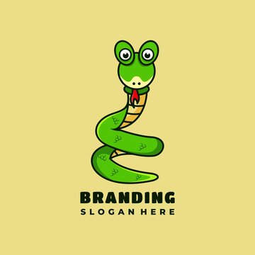 snake mascot character logo design vector illustration