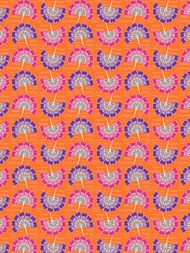 Flat florals on orange background