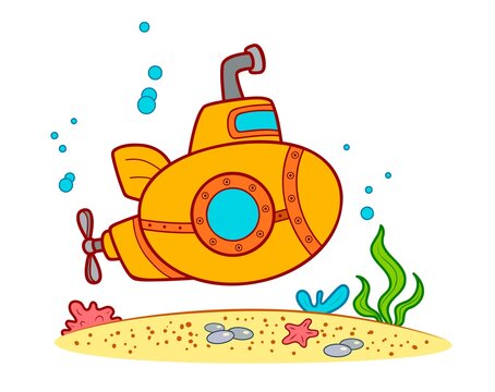 recommend clip art: Cute Submarine cartoon. Submarine clipart