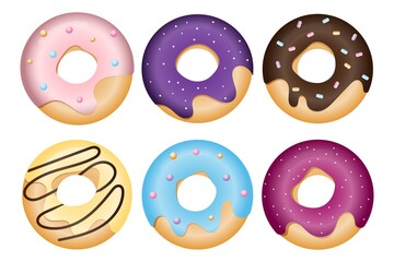 Glazed donuts set. Donuts icons. 