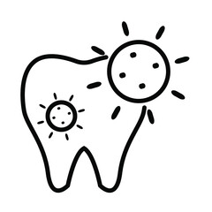 germy dirty tooth illustration flat icon.