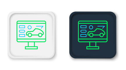 Line Hardware diagnostics condition of car icon isolated on white background. Car service and repair parts. Colorful outline concept. Vector