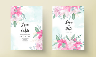 Beautiful Pink Lily Flower Wedding Invitation Card_4