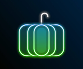 Glowing neon line Pumpkin icon isolated on black background. Happy Halloween party. Colorful outline concept. Vector