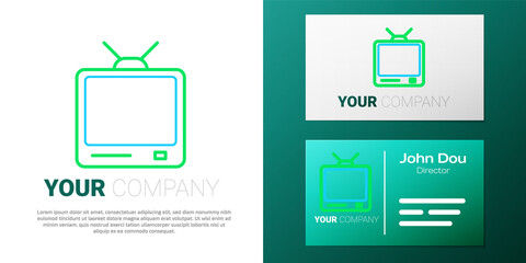 Line Retro tv icon isolated on white background. Television sign. Colorful outline concept. Vector