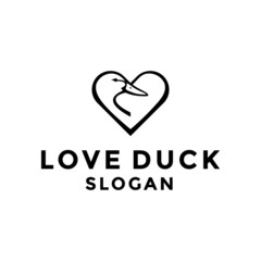 duck and love logo, icon and vector